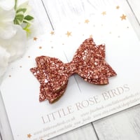 Image 1 of Rose Gold Glitter Bow - Choice of Headband or Clip