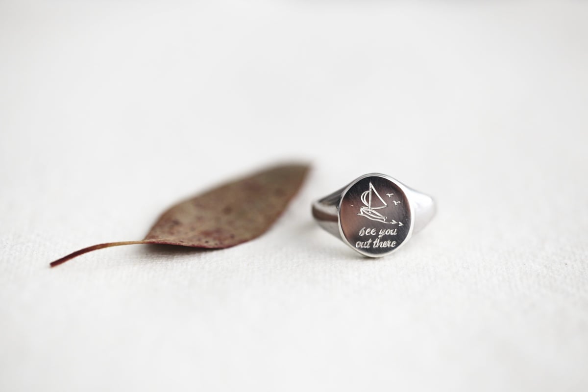 Image of *SALE - was £225* Silver 'see you out there' large signet ring