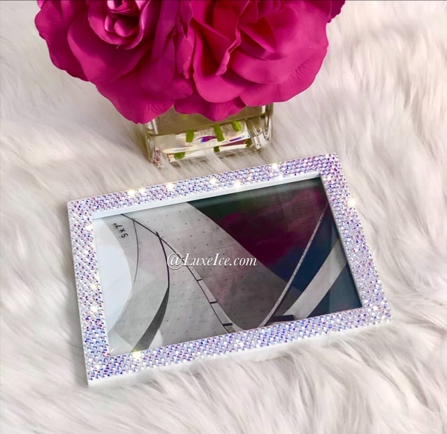 Image of Swarovski Bling Custom Picture Frame 5 x 7 made with SWAROVSKI® Xirius Rose-Cut Crystals. 