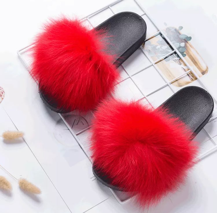 Image of Solid Color Fur Slides