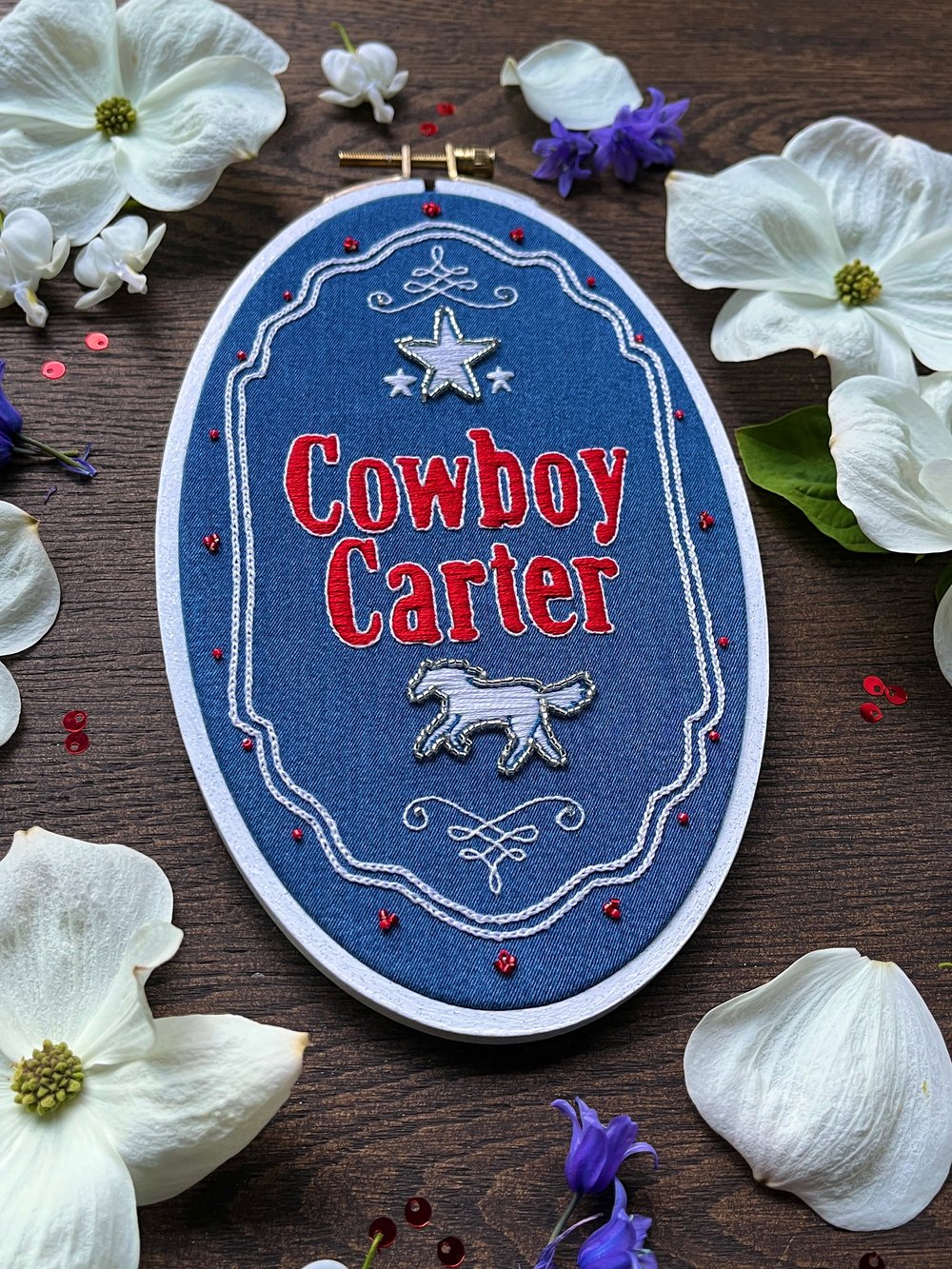 Image of Cowboy Carter Embroidered and Beaded Hoop