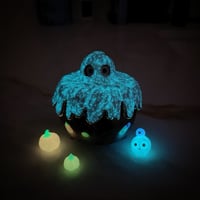 Image 16 of Glow in dark orange cat in witch brew cauldron ceramic keepsake (rainbow effect)