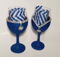 2 pc. Decorative Wine Glasses 20 oz.