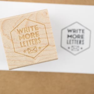 "Write More Letters" WPA Style Rubber Stamp