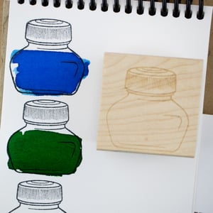 Ink Bottle (Short) Rubber Stamp