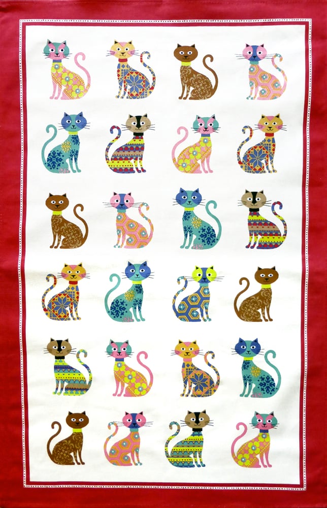 Image of Retro Cats Tea Towel