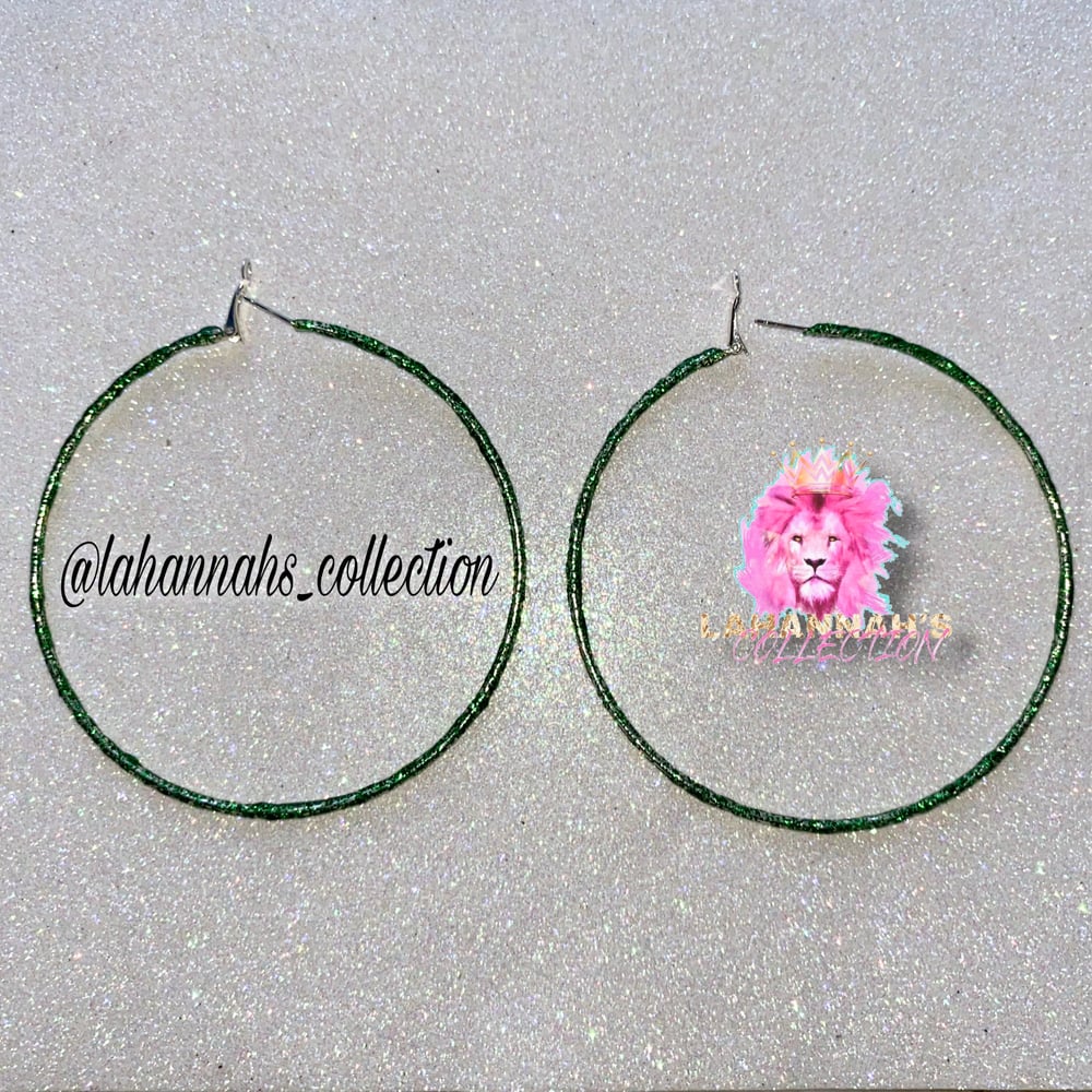 Image of Emerald Green Shimmer Hoops