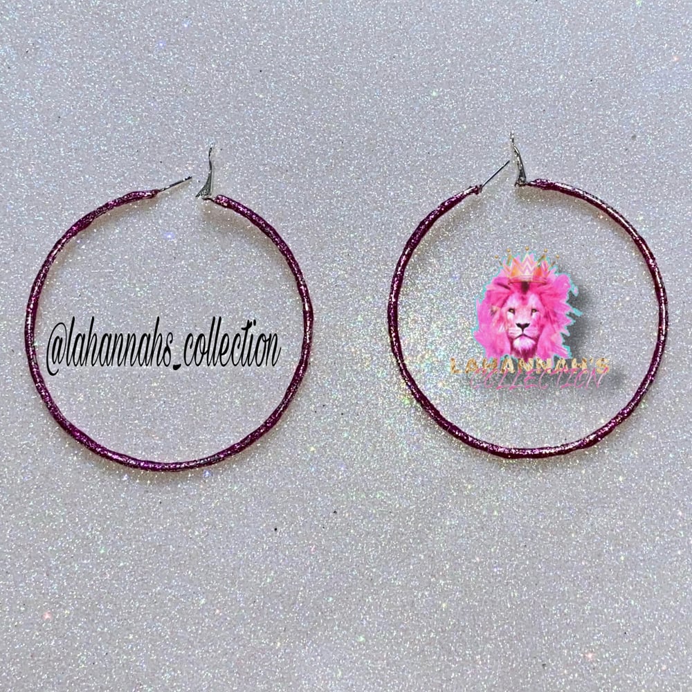 Image of Hot Pink Shimmer Hoops