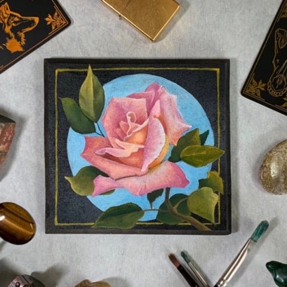 Rose on wood