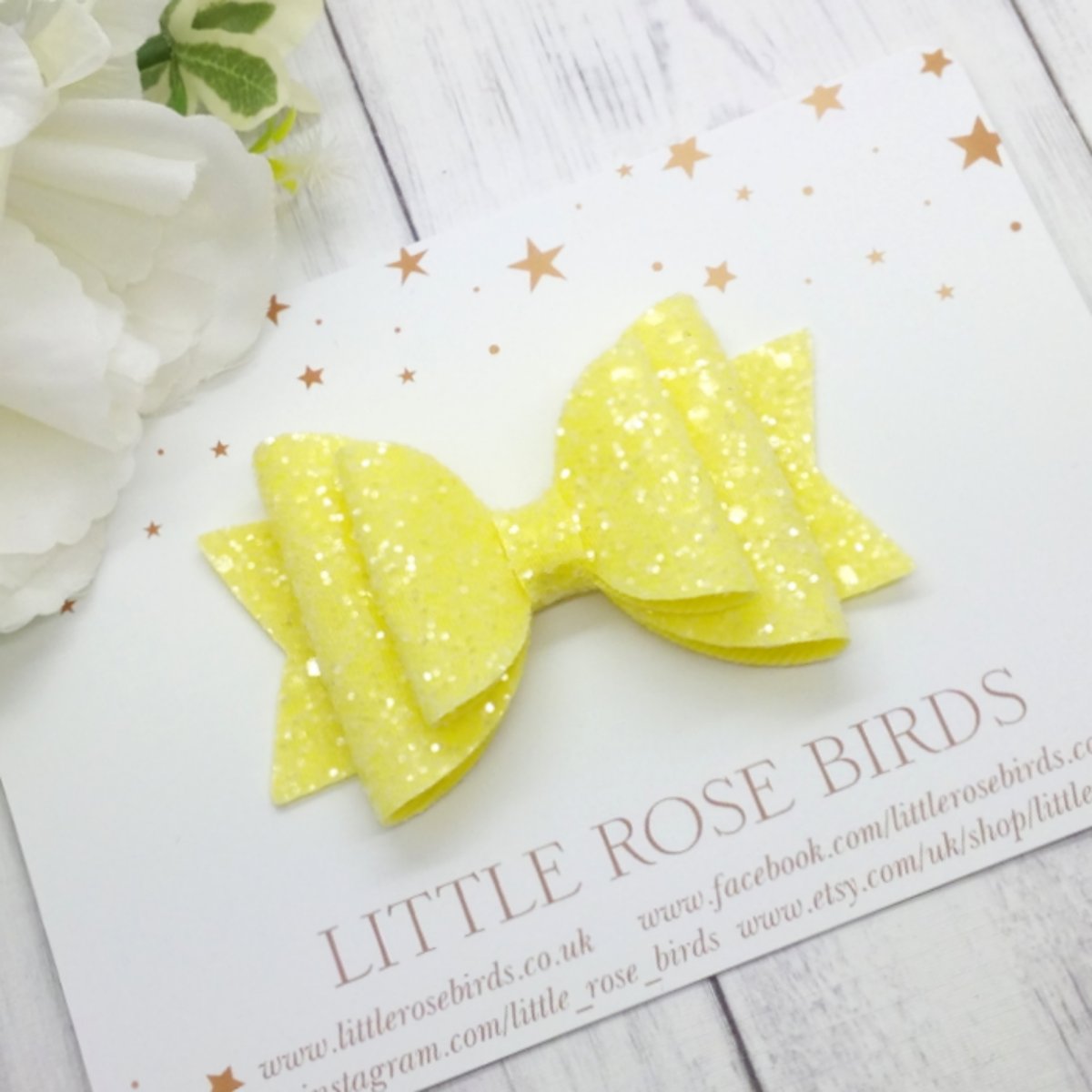 Image of Yellow Glitter Bow - Choice of Headband or Clip