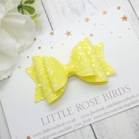Image 1 of Yellow Glitter Bow - Choice of Headband or Clip