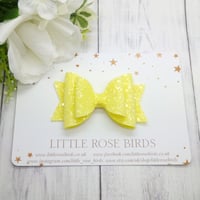 Image 2 of Yellow Glitter Bow - Choice of Headband or Clip