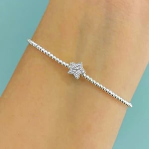Image of Sterling Silver Diamanté Star Bead Bracelet