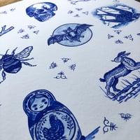 Image 3 of Delft tile collection “owl and friends”