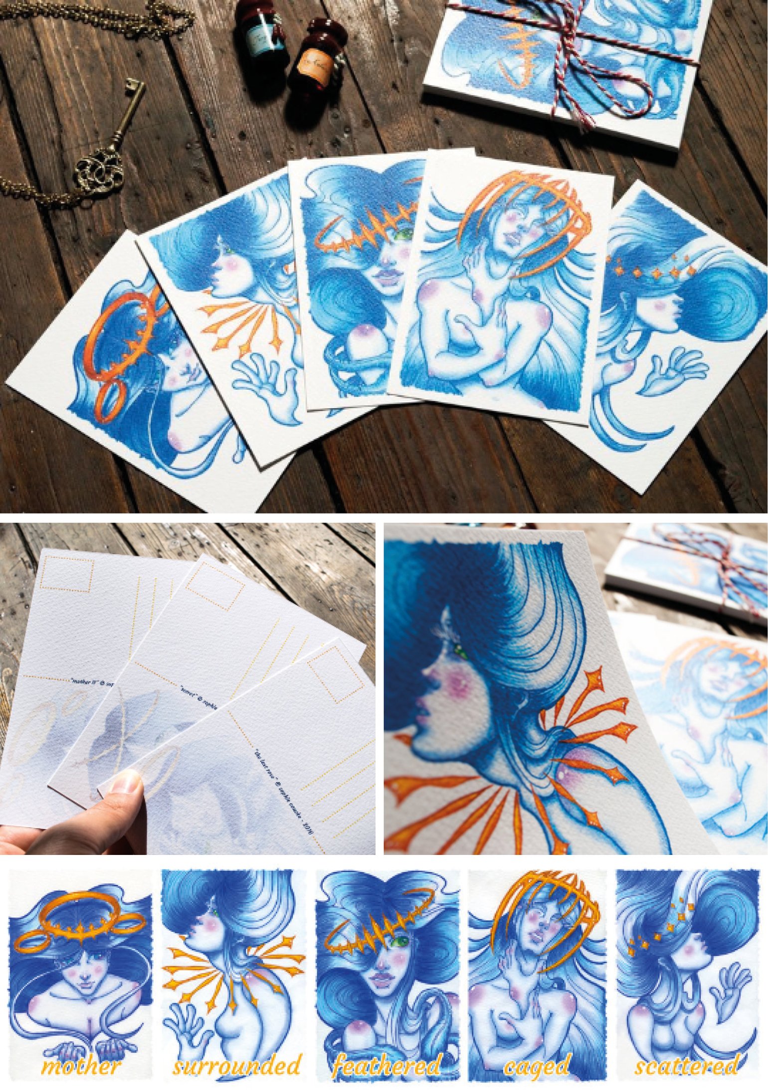 Image of Postcard watercolour prints set