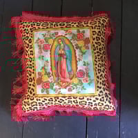 Image 20 of Raspberry Pink Fringe Virgin Leopard Cushion Cover