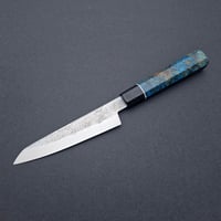 Image 2 of Petty knife with blue maple Wa handle 
