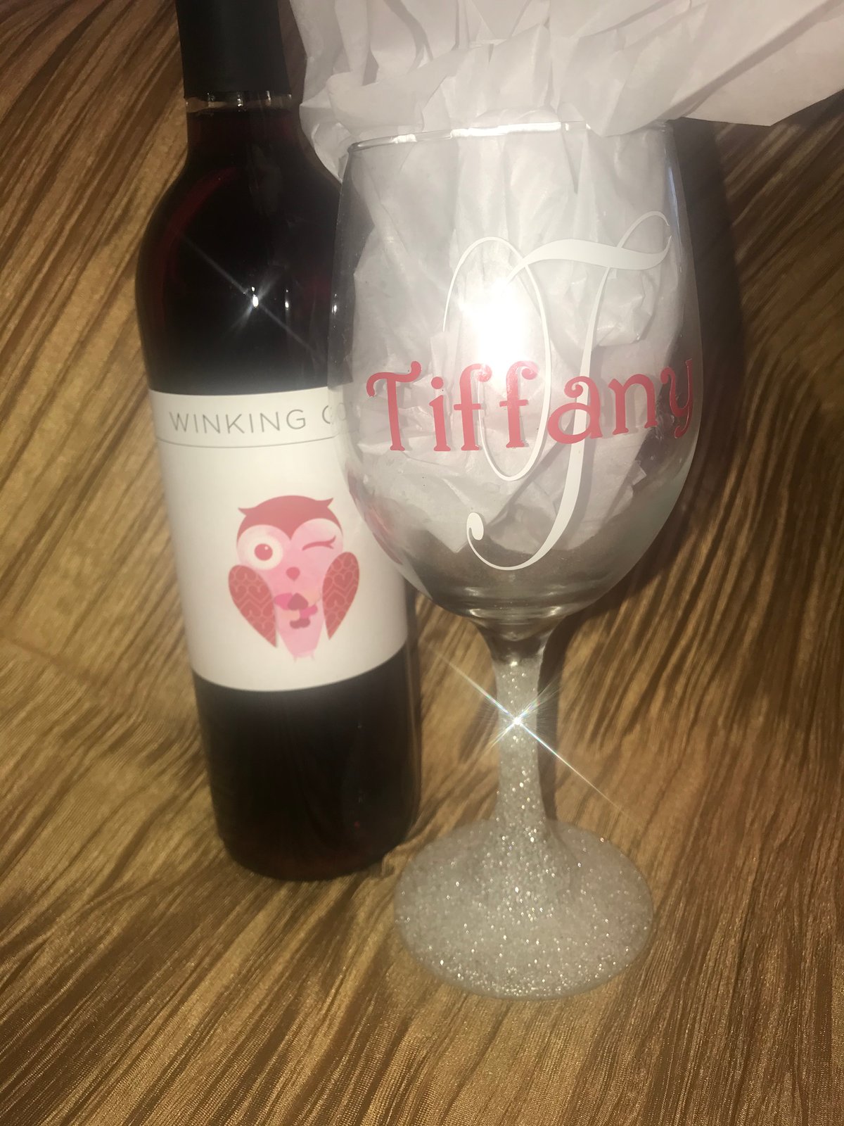 Image of "Sparkling" Personalized Wine Glass