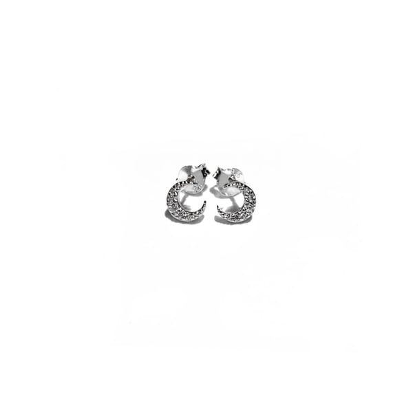 Image of Sterling Silver Diamanté Moon Earrings