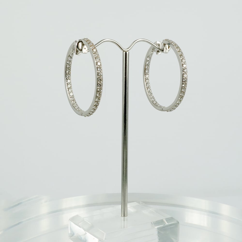 Image of PJ5619 - 18ct white gold diamond set hoop earrings 