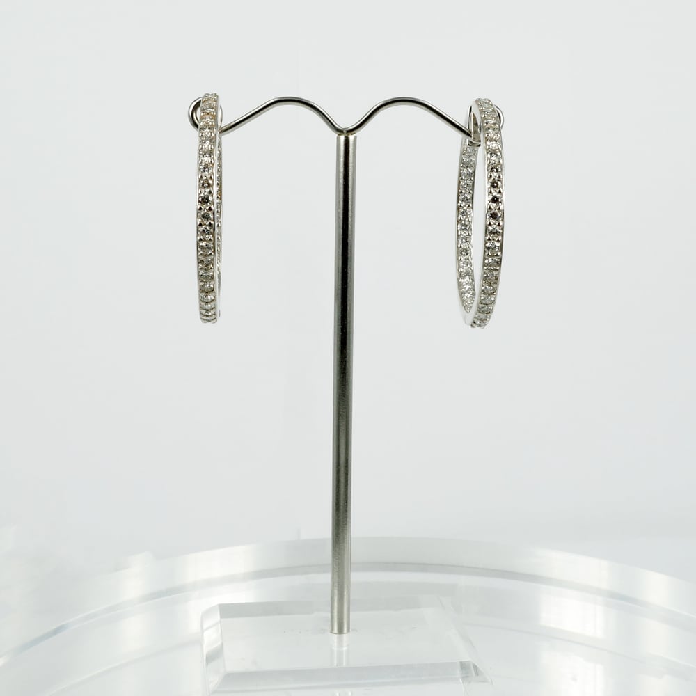 Image of PJ5619 - 18ct white gold diamond set hoop earrings 