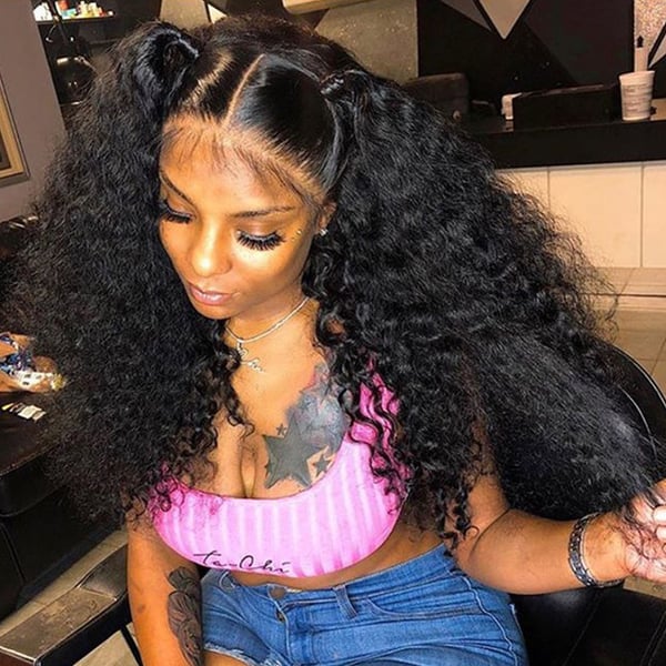 Image of Deep Curly Wave Lace Frontal Wig 100% Human Hair 