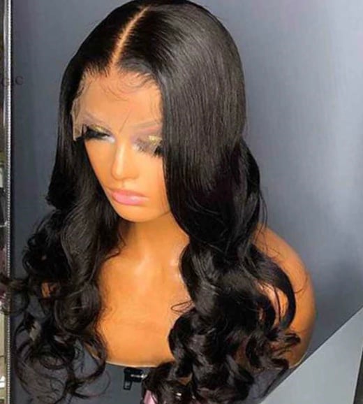 Image of Natural Color Lace Frontal Wig 100% Human Hair