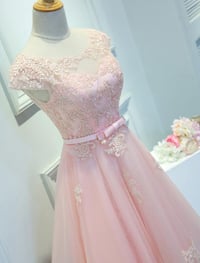 Image 2 of Fashion Tulle Cap Sleeves Party Dress, Knee Length Homecoming Dress