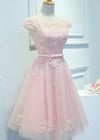Fashion Tulle Cap Sleeves Party Dress, Knee Length Homecoming Dress