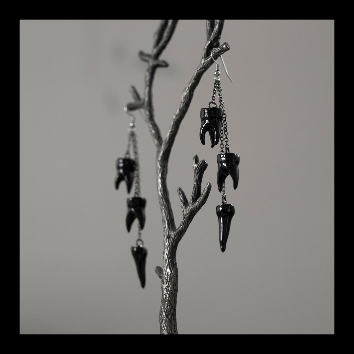 PRE-ORDER: Triple Molar Earrings in Black
