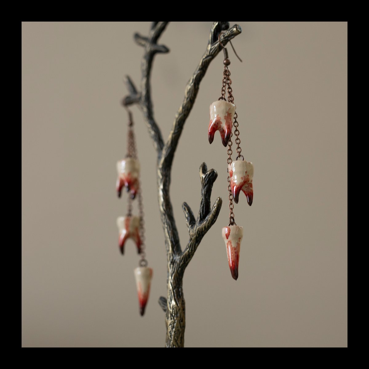 PRE-ORDER: Triple Molar Earrings in Crimson