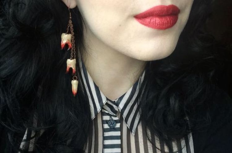 PRE-ORDER: Triple Molar Earrings in Crimson