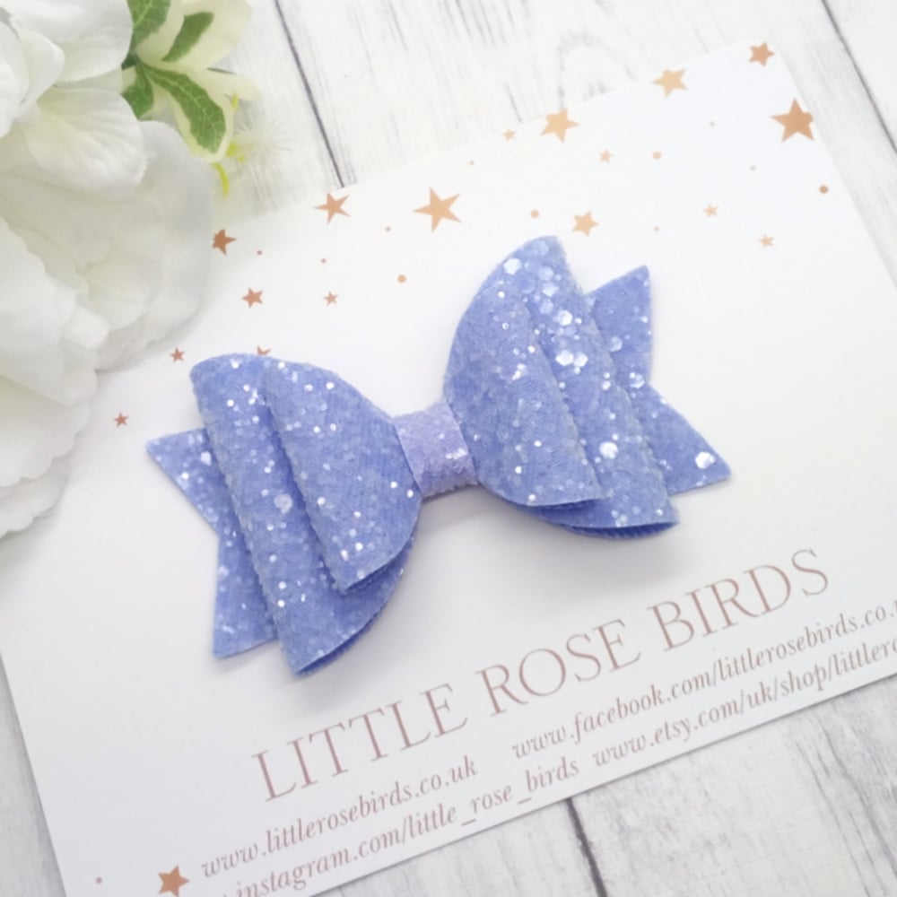 Image of Lilac Glitter Bow - Choice of Headband or Clip