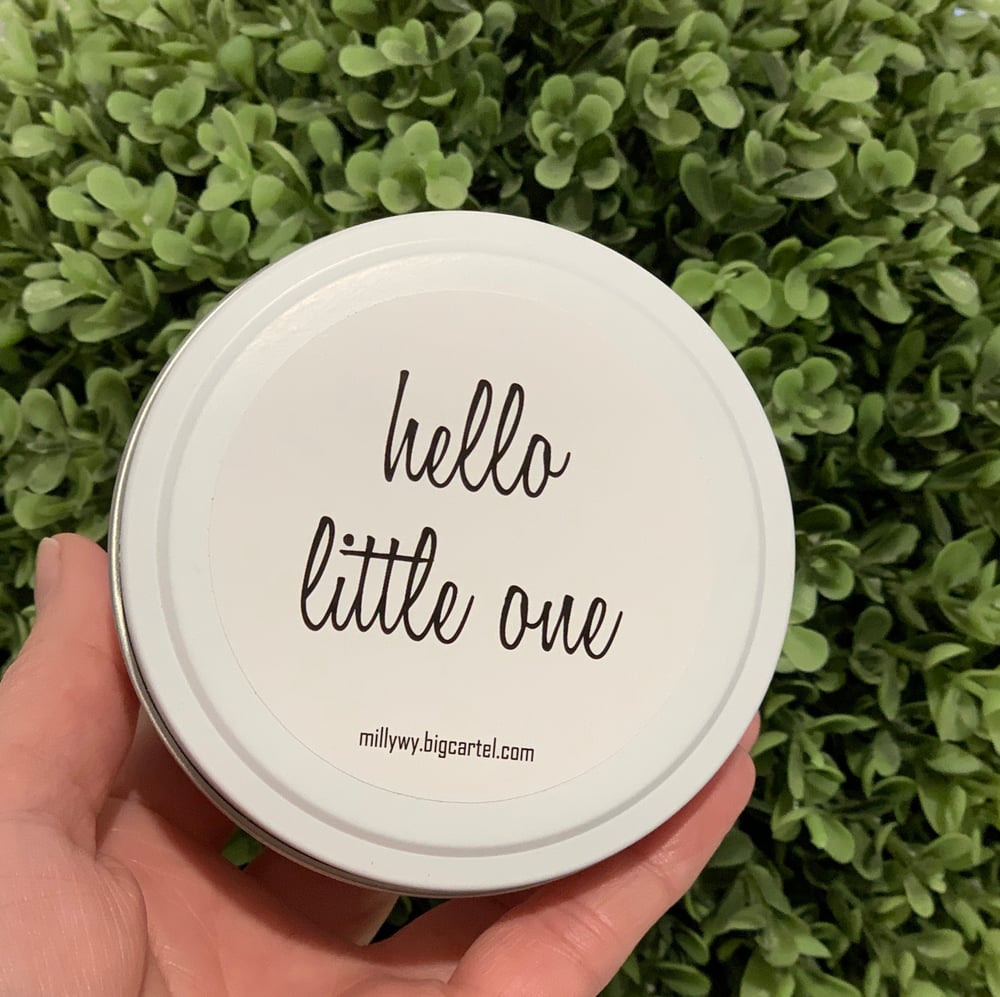 Image of Hello Little One White Tin Soy Candle