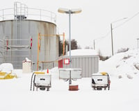 Half Submerged Petrol pumps. Lapland Finland