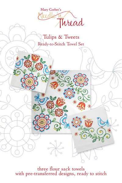 Image of Tulips & Tweets Ready to Stitch Towel Set