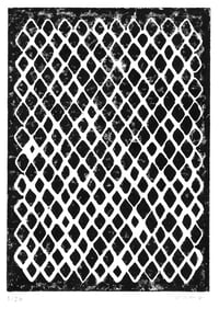 Fence lino print 