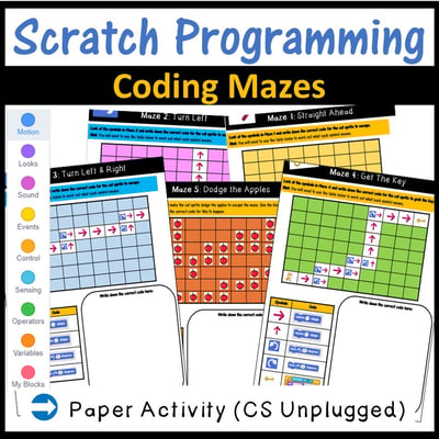 Image of Scratch Programming Coding Mazes: Coding Unplugged Activities