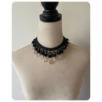 Image 4 of The Empress Necklace - Small Clear Quartz Crystals and Black Leather