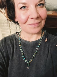 Image 4 of boho turquoise and emerald necklace