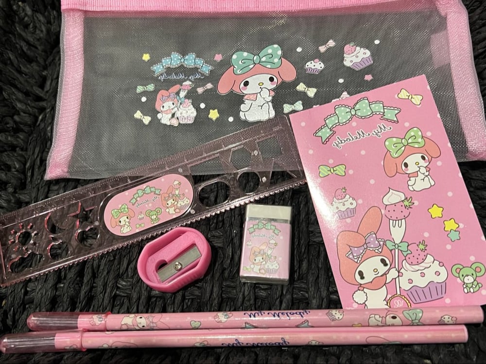 Image of My Melody Pencil Case With Stationary 