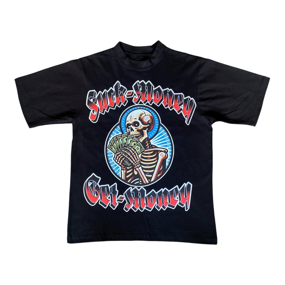 Image of FUCK MONEY GET MONEY SKELETON TEE