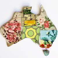 Small Vintage Lino Map of Australia