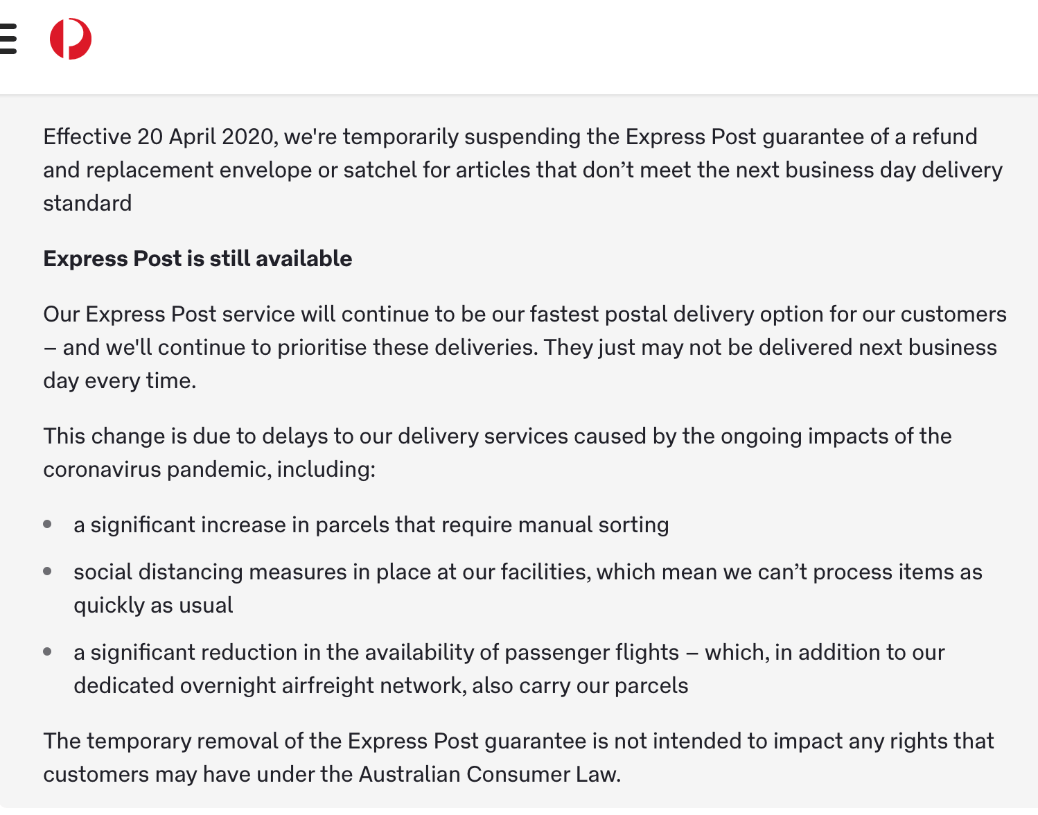 EXPRESS POST OPTION EXPRESS POST OPTION