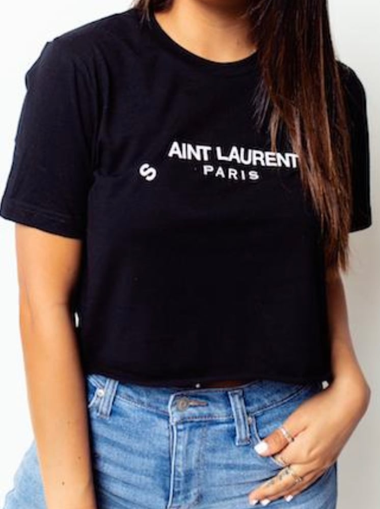 Image of Saint Laurent Paris Crop Top