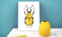 Image 3 of Yellow Beetle Watercolor Illustration PRINT 