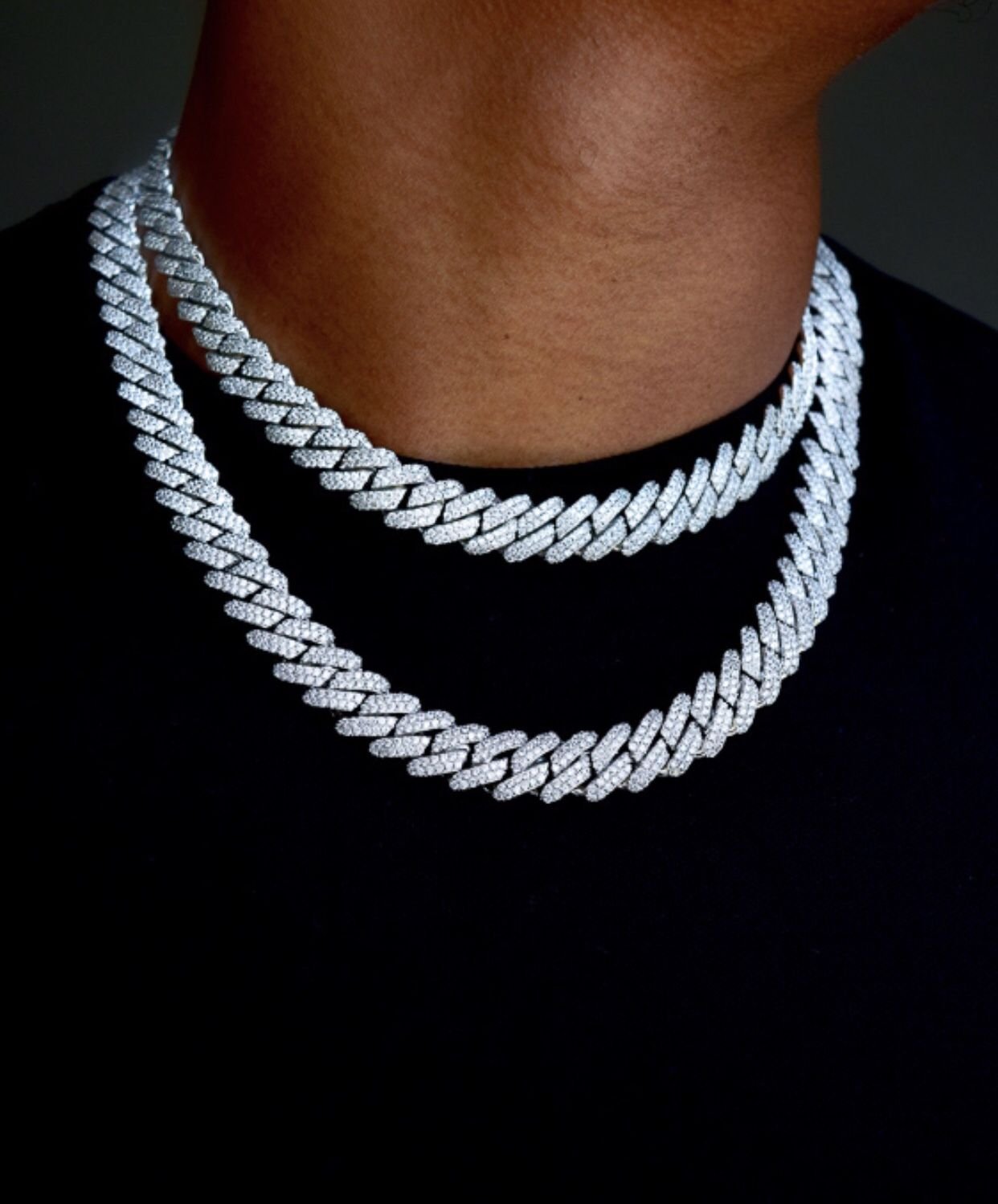 12mm diamond prong cuban chain