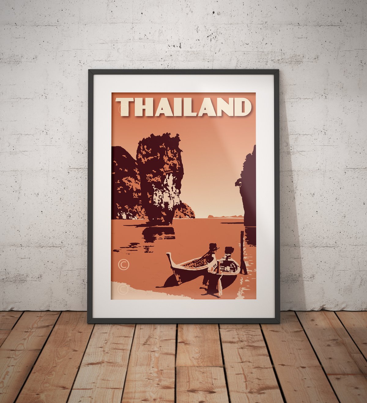 Image of Vintage poster Thailand - Phang Nga Bay Peach - Fine Art Print