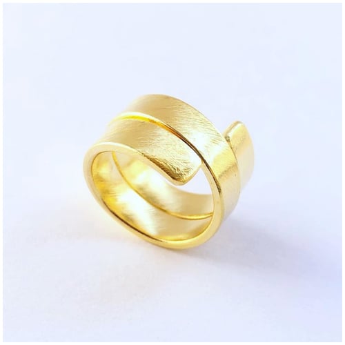 Image of Anell ris ( plata i or). Anillo rizo.