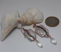 Beautiful pearl, topaz and hematite earrings